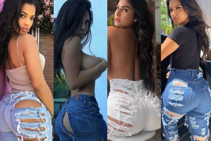 Sem Calcinha! Jeans rasgado com bumbum de fora vira febre entre as influenciadoras 