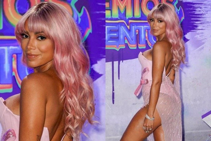 Anitta aposta em look todo rosa para os Prêmios Juventud 2021