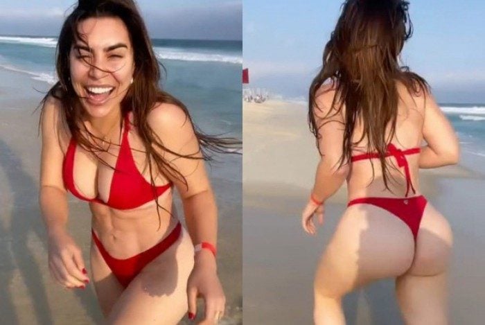 Naiara Azevedo se diverte e mostra as curvas em dia de praia