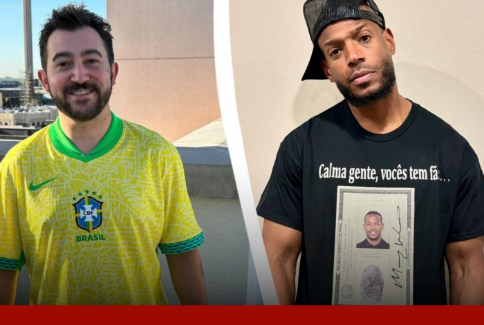 Os atores Vincent Martella e Marlon Wayans se declarando pelo Brasil