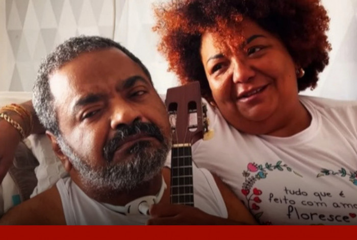 Cantor Arlindo Cruz e a esposa Babi Cruz